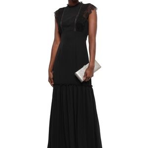 MIKAEL AGHAL Lace trimmed gathered crepe de chine